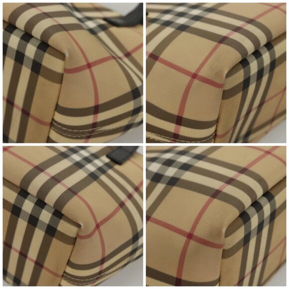 BURBERRY Nova Check Hand Bag PVC Beige Silver Auth - Picture 14 of 16